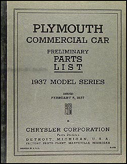 1937 Plymouth Truck & Station Wagon Parts Book