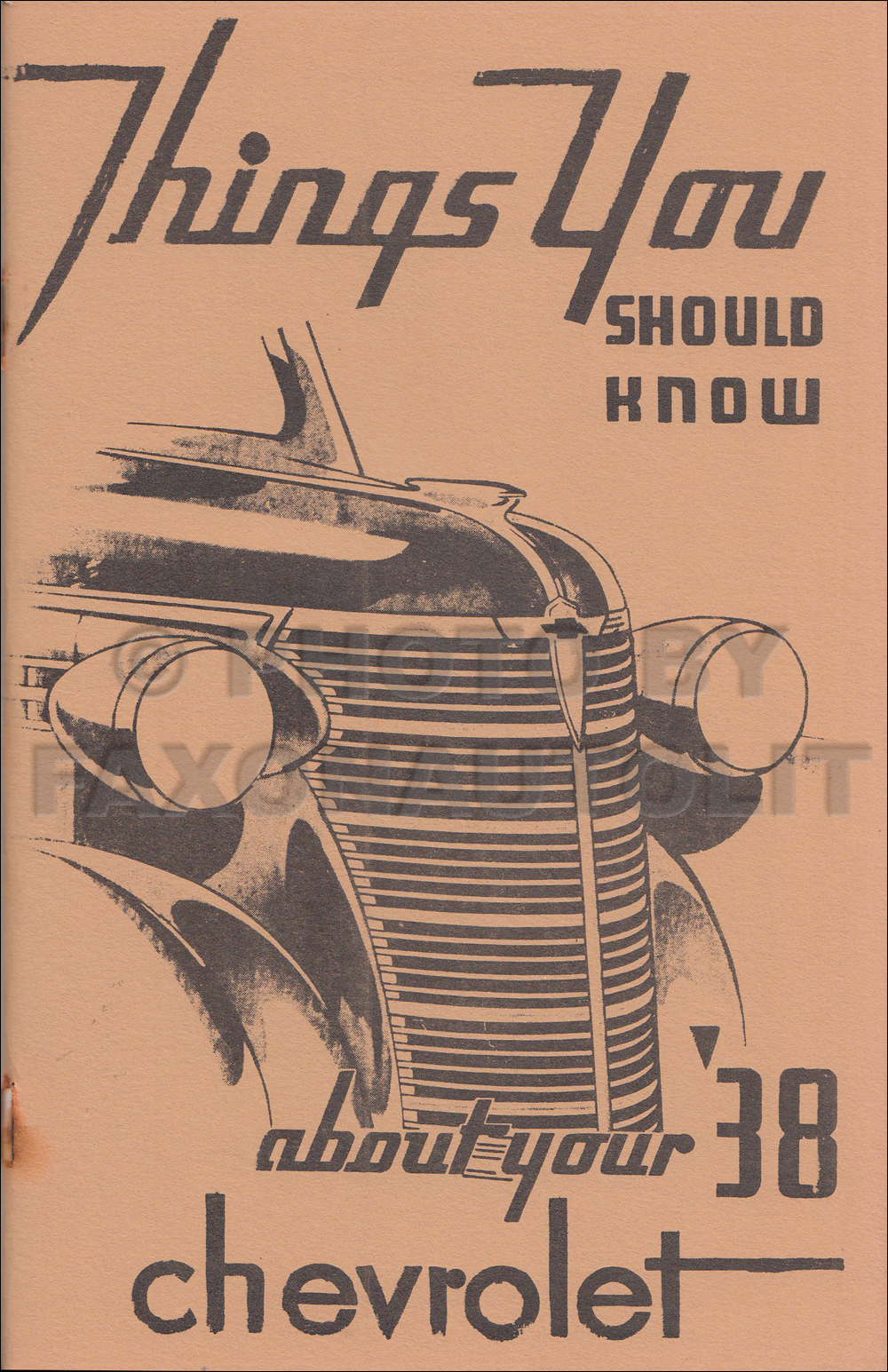 1938 Chevrolet Car Owner's Manual Reprint, older edition