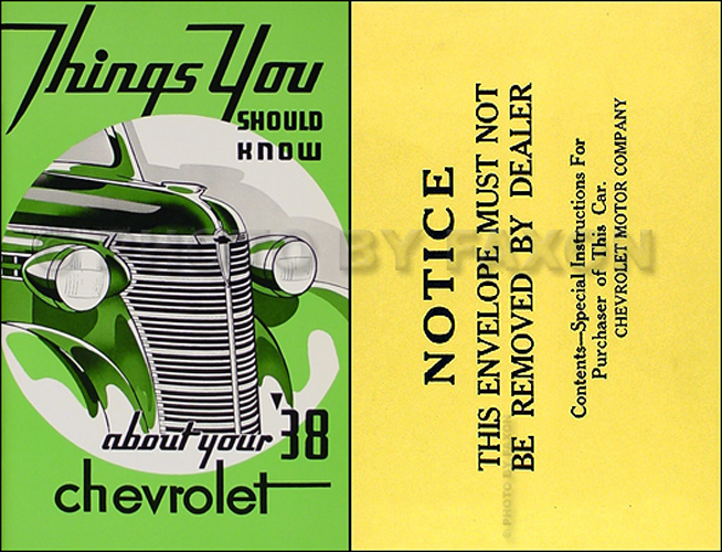 1938 Chevrolet Car Owner's Manual Reprint Package