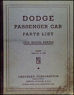 1938 Dodge Car Parts Book 