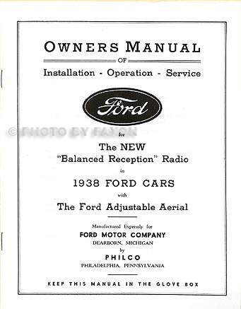 1938 Ford Radio Installation and Operating Instructions Manual Reprint
