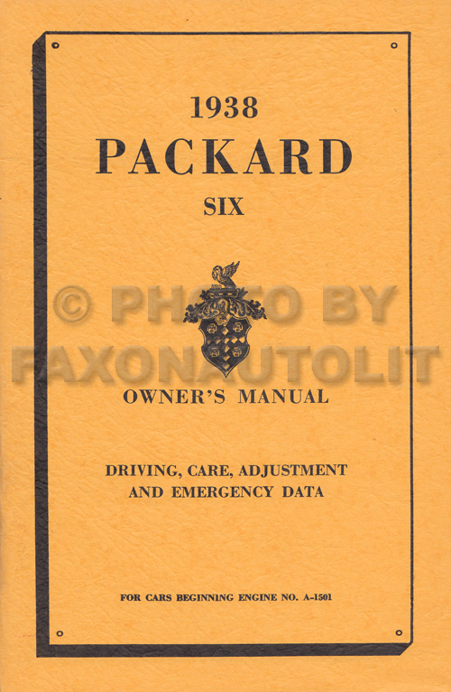 1938 Packard Six Owner Manual Reprint