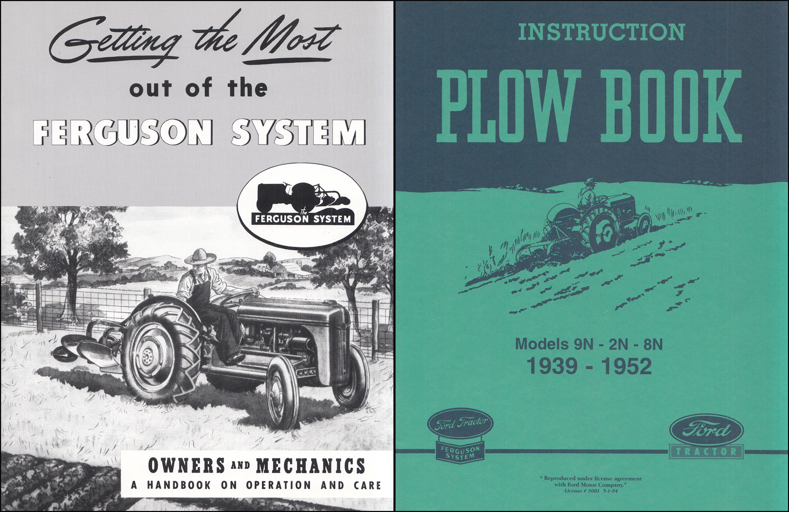 Ford 2N/8N/9N Tractor Plow & Implement Reprint Owner Manual Set