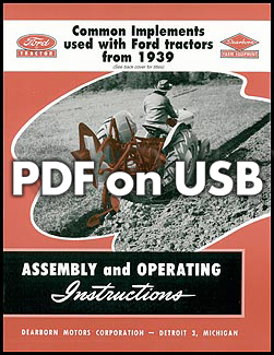 1939-1964 Ford Tractor Dearborn Implement Assembly and Operating Instruction Manual USB