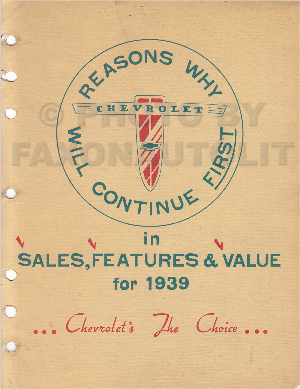 1939 Chevrolet Competitive Comparison Dealer Album Original Canadian