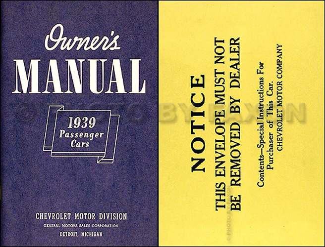 1939 Chevrolet Car Owner's Manual Package Reprint