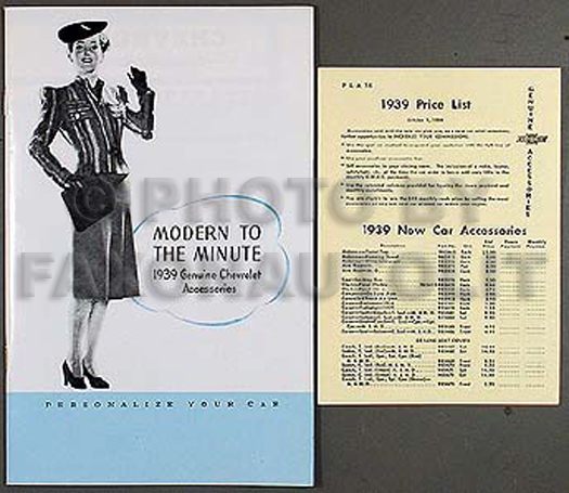 1939 Chevrolet Car Accessory Catalog Reprint Set