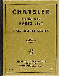 1939 Chrysler Preliminary Parts Book Original