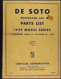 1939 DeSoto Parts Book Original DeSoto