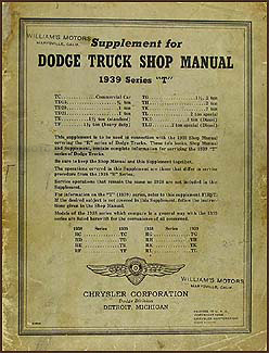 1939 Dodge Truck Shop Manual Original Supplement