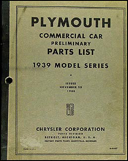 1939 Plymouth Truck Parts Book 