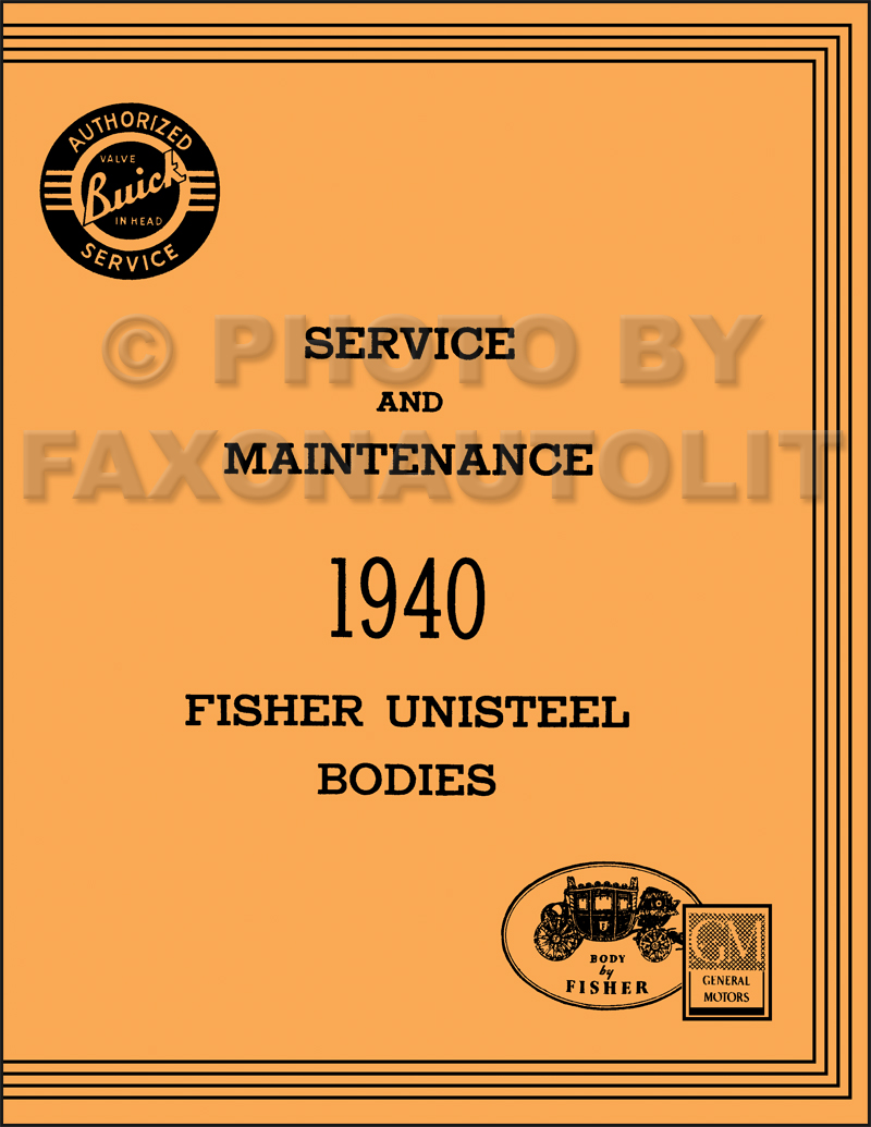 1940 Buick only Body Repair Shop Manual Reprint Special Century Super Roadmaster