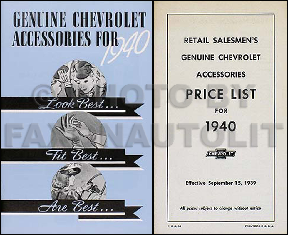 1940 Chevrolet Car Reprint Accessory Catalog Set