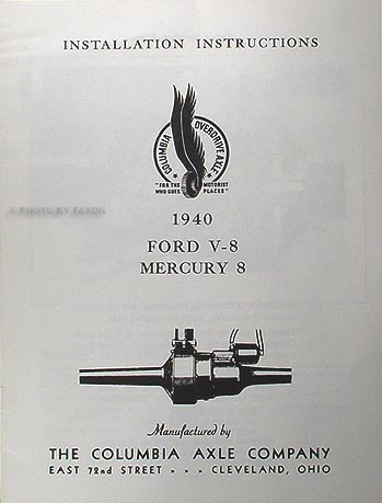 1940 Ford and Mercury Columbia Overdrive Axle Manuals 4 item set