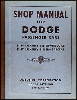 1940 Dodge Car Shop Manual Original 