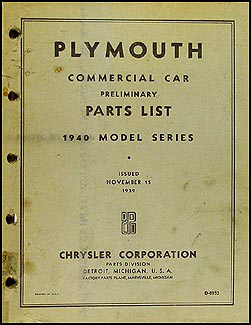 1940 Plymouth Truck Parts Book 