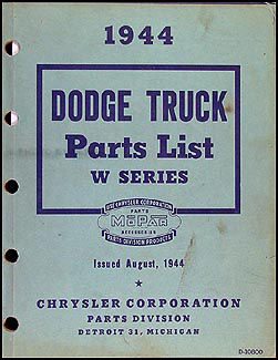 1941-1944 Dodge Truck Parts Book Original W