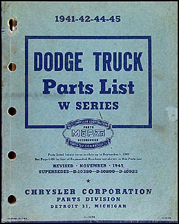 1941-1945 Dodge Pickup and Truck Parts Book Original