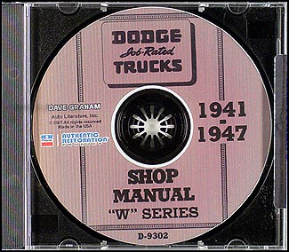 1941-1947 Dodge Pickup & Truck CD Shop Manual W series 