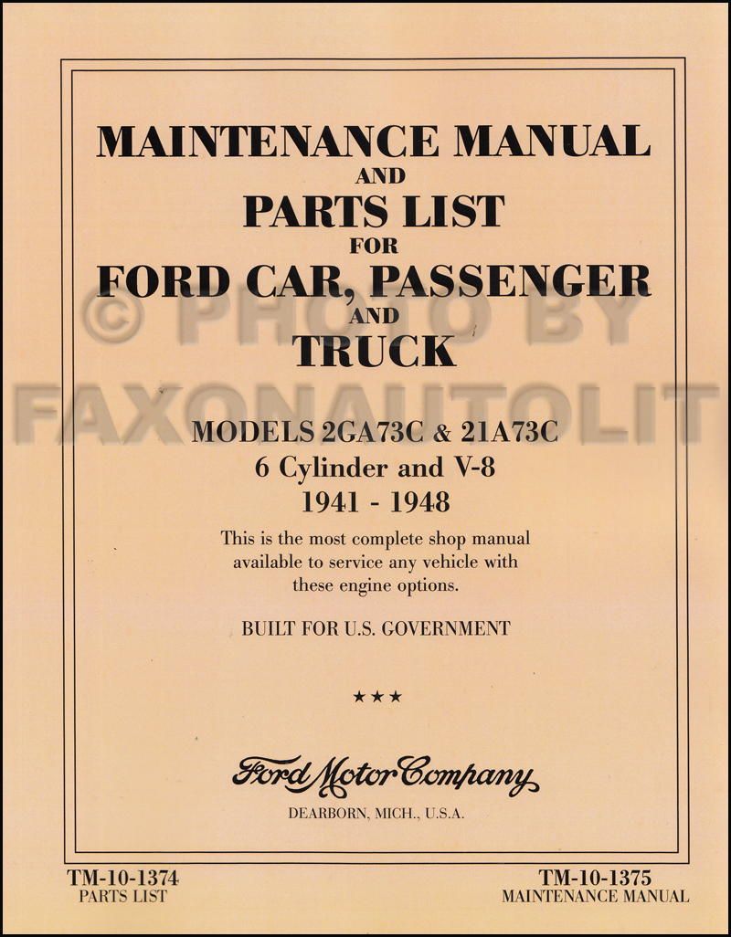 1941-1948 Ford Car & Truck Shop Manual and Parts Catalog Reprint