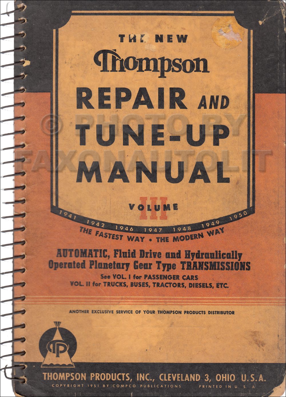 1941-1950 Thompson Auto Transmission Repair Manual Original Passenger Cars