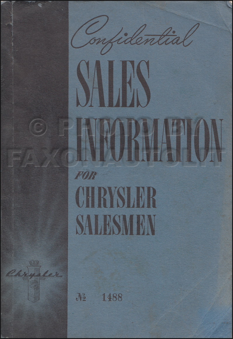 1941 Chrysler Confidential Sales Information Dealer Album Original