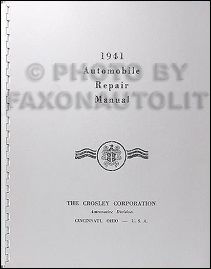 1939-1942 Crosley Automobile Reprint Repair Manual