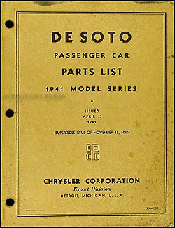 1941 DeSoto Export Parts Book Original 