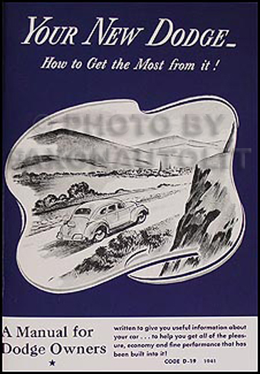 1941 Dodge Car Owner's Manual Reprint
