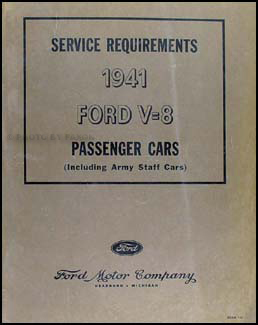 1941 Ford Car Original Service Requirements