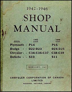 1942-1946 Plymouth Dodge Chrysler DeSoto CANADIAN Repair Shop Manual Orig.