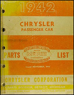 1942 Chrysler Parts Book Original