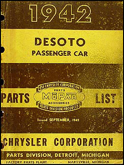 1942 De Soto Parts Book Original DeSoto