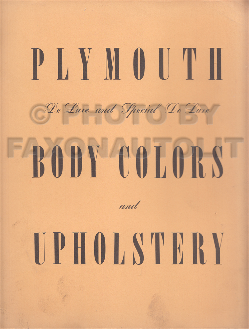 1942 Plymouth Color & Upholstery Dealer Album Original