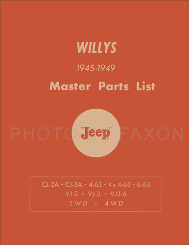 1945-1949 Willys Jeep Parts Book Reprint