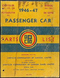 1946-1947 CANADIAN Parts Book Original Chrysler De Soto Dodge Plymouth