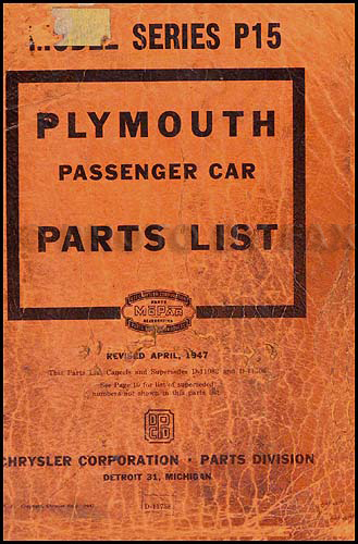 1946-1947 Plymouth Parts Book Original
