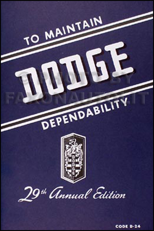 1946-1948 Dodge Car Owner's Manual Reprint