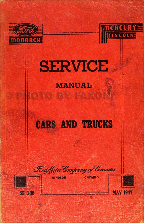 1946-1948 Canadian Service Manual Original Ford Monarch Lincoln Mercury