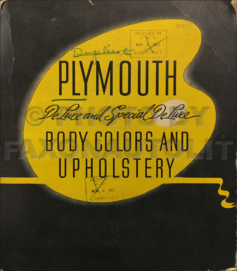 1946-1948 Plymouth Color & Upholstery Dealer Album Original