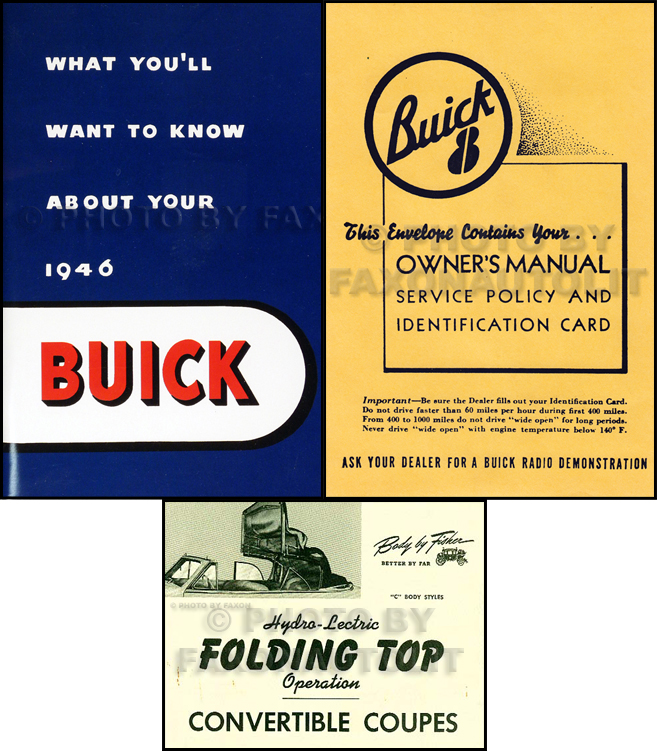 1946 Buick Super and Roadmaster Convertible Owner's Manual Reprint Set
