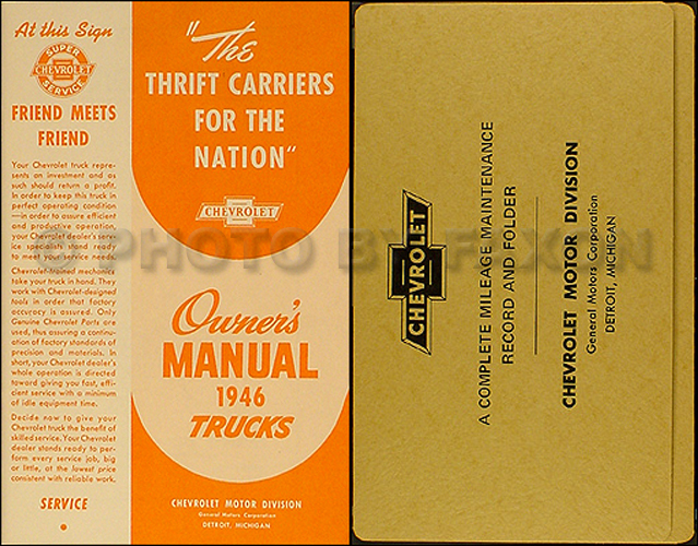 1946 Chevrolet Pickup and Truck Owner's Manual Reprint  Package