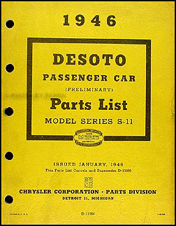 1946 De Soto Preliminary Parts Book Original DeSoto