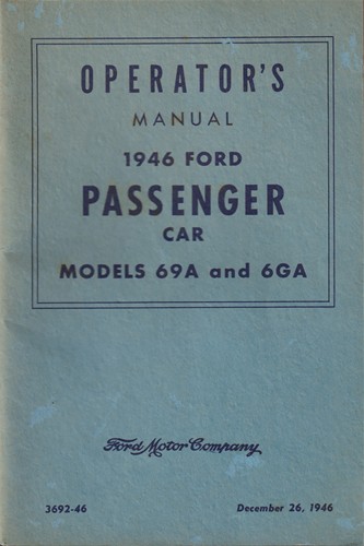 1946 Ford Car Owner's Manual Original - All Models Revised to include Convertible