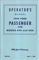 1946 Ford Car Owner's Manual Reprint Sedan, Coupe, and Wagon