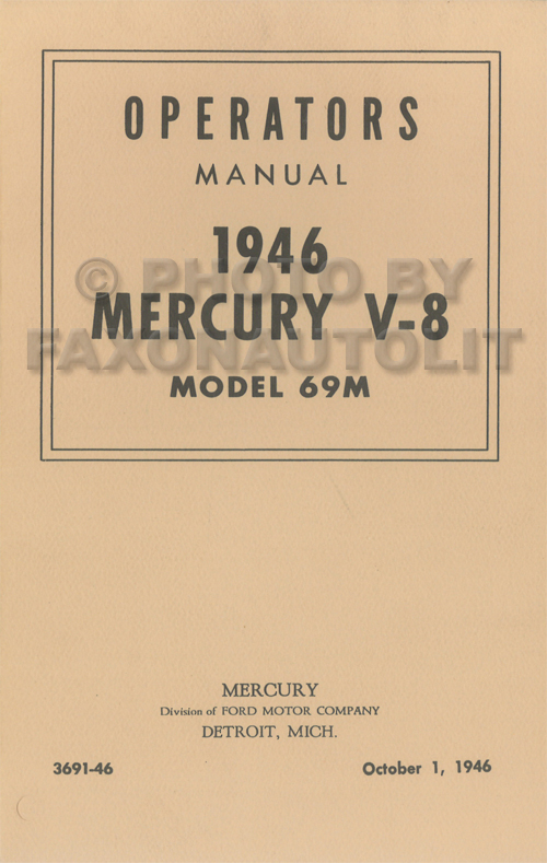 1946 Mercury Owner's Manual Reprint