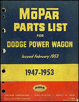1947-1953 Dodge Power Wagon Parts Book Original 