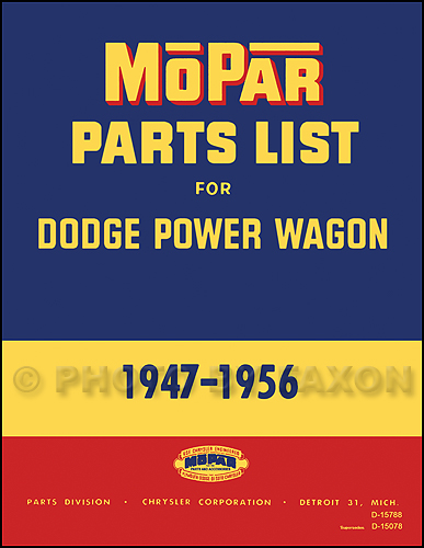 1947-1956 Dodge Power Wagon Parts Book Reprint