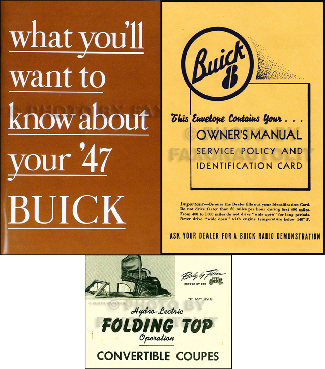 1947 Buick Super and Roadmaster Convertible Owner's Manual Reprint Set