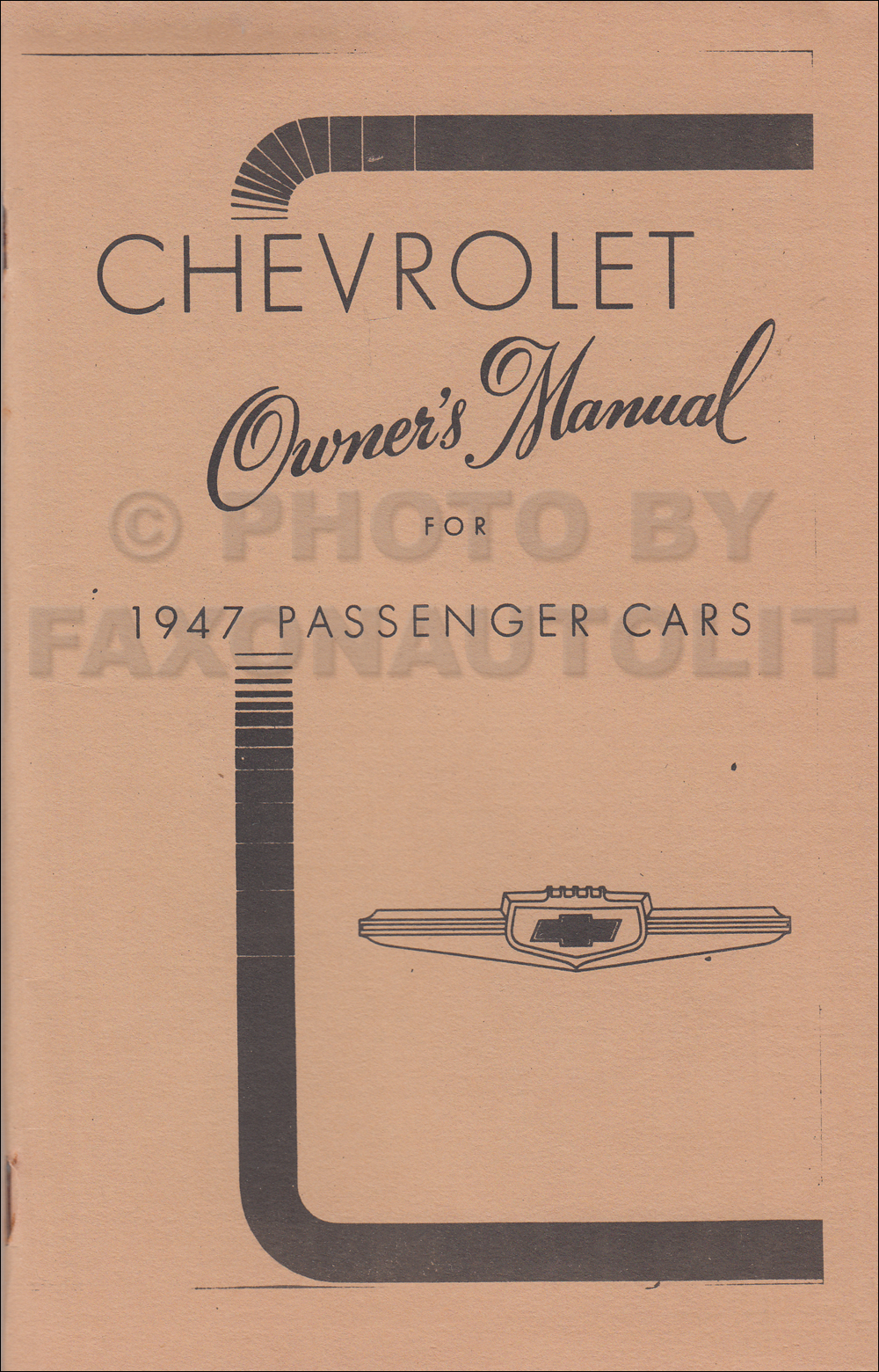 1947 Chevrolet Car Owner's Manual Reprint, older edition